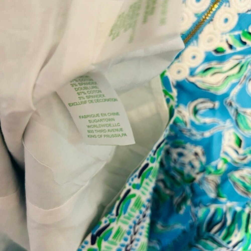 Lilly Pulitzer Turquoise Oasis Outta Line Engineered white Lace Shift dress Sz 8 - Picture 8 of 12